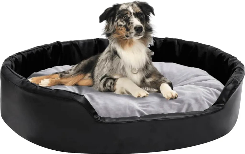  VidaXL Hundebett Schwarz-Grau 90x79x20 Cm Plüsch Und Kunstleder