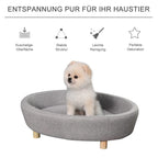  PawHut Hundesofa Haustiersofa Oval Morderne Gebürstetes Stoff Für Kleine Hunde Und Katzen 81 X 61 X 24 Cm Grau