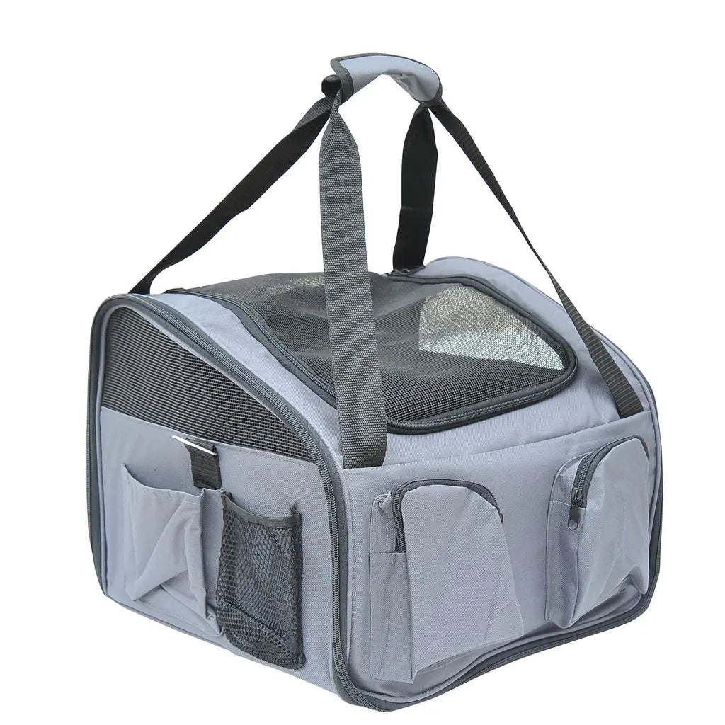  PawHut Hundetasche Auto Hundebox Transportbox Tragetasche Autositz Katze 41 X 34 X 30cm Oxford Gewebe Grau