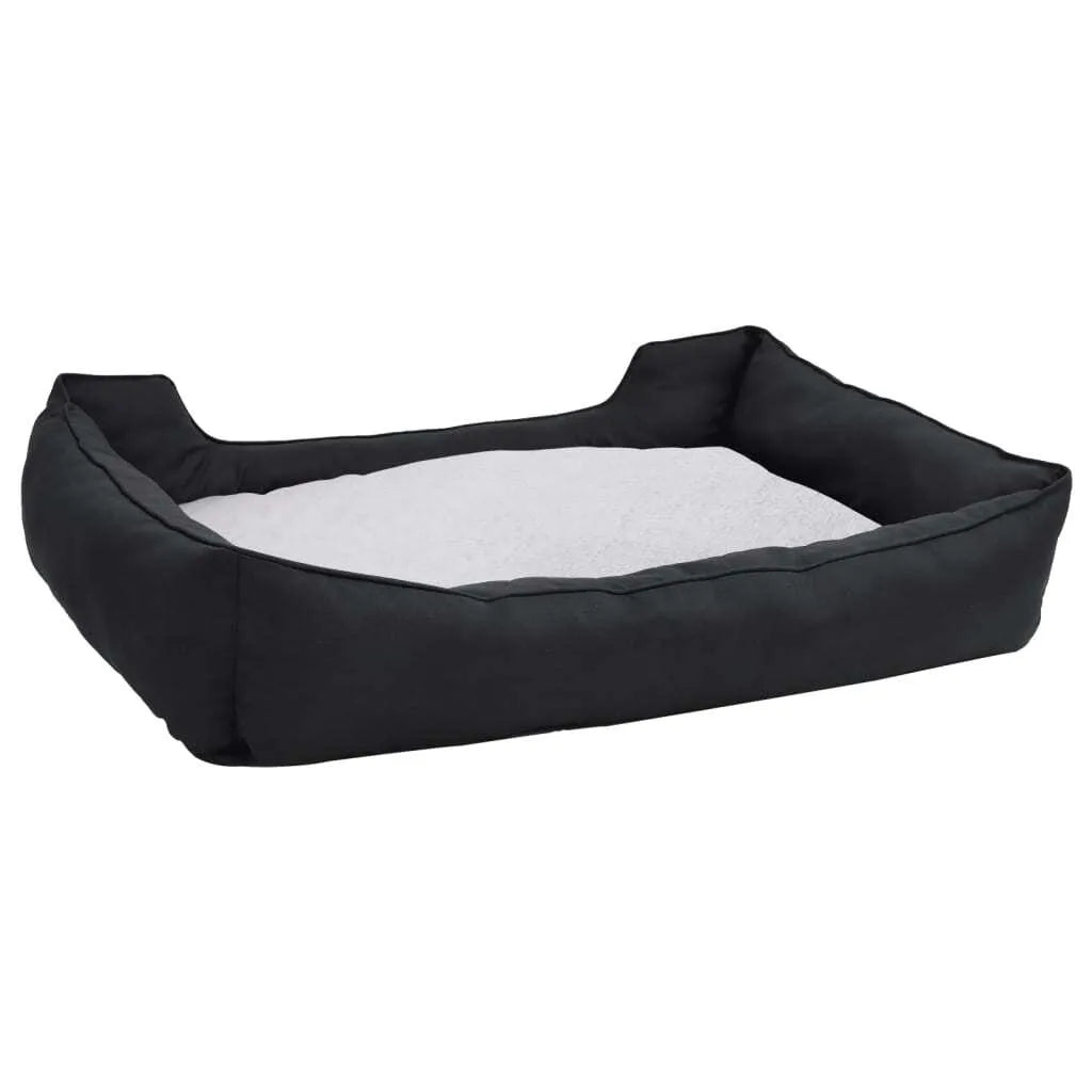  VidaXL Hundebett Schwarz-Weiß 65x50x20 Cm Fleece Leinenoptik