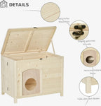  PawHut Hundehütte Hundehaus Faltbar Haustierhaus Katzenhaus Massivholz Natur 78 X 51 X 62 Cm