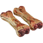 Schecker 6 Stück á 12 Cm (420 G)  - Gefüllter Kauknochen Mit Salami Geschmack - Mit Pansen Und Ochsenziemer