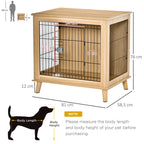  PawHut Hundekäfig Aus Holz Transportbox Mit Tischoberfläche Erhöhtes Design Hundebox Transportkäfig Innen Zuhause Tierkäfig Haustier Natur 81 X 58,5 X 76 Cm
