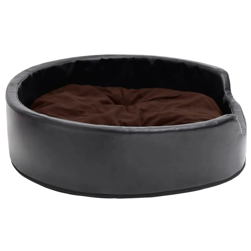  VidaXL Hundebett Schwarz-Braun 79x70x19 Cm Plüsch Und Kunstleder