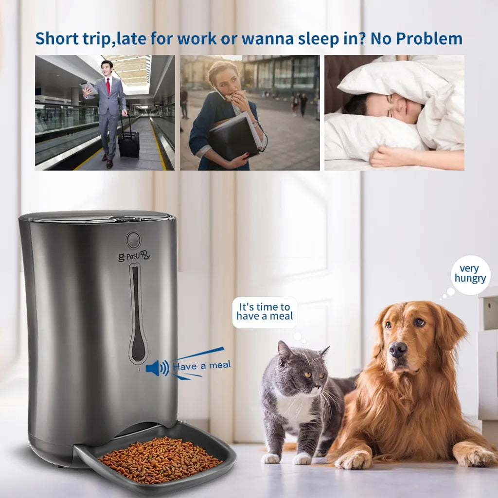  PUPPY KITTY 7L Automatischer Futterautomat Futterspender Mit Timer - Futternapf Automat Mit Timer Und LCD - Für Hund Und Katze