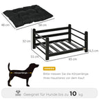  PawHut Erhöhtes Hundebett Mit Kissen Holzrahmen Haustierbett Hundeschlafplatz Für Kleine Hunde Schwarz 65 X 51 X 32 Cm