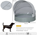  Pawhut Rattan Hundehütte Mit Kissen Hundehaus Haustierbett Hundebett Hundematratze Hundekorb Hundesofa Hunde Katzen Outdoor Grau 76 X 76 X 60 Cm