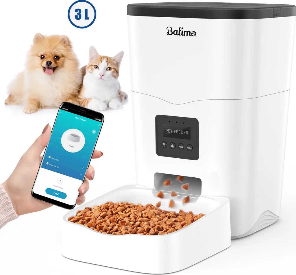  3L WIFI Elektronischer Futterautomat Futterspender Automatischer Futternapf Für Katzen Hunde Programmierbar 4 Mahlzeiten Pro Tag Netzteil / Batterie