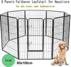  COSTWAY 8-teiliger Welpenlaufstall Welpenzaun Welpenkaefig Tier Laufgitter Hundegehege Absperrgitter Mit Abschliessbarer Tuer, Fuer Hund, Katze Und Kaninchen, Schwarz