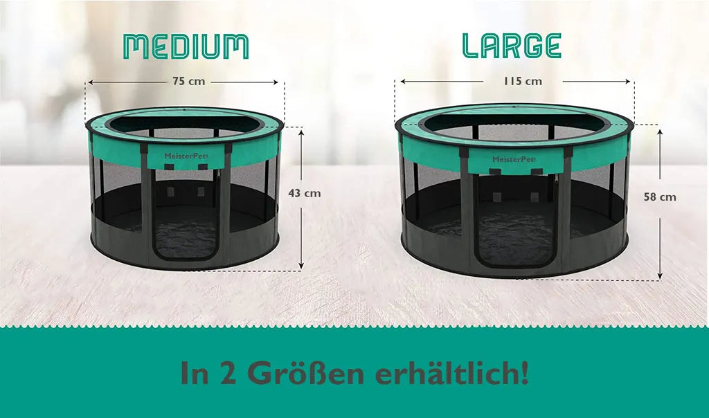  Meisterpet® Welpenauslauf Faltbar Welpenlaufstall Tierlaufstall Für Hunde Hasen Katzen Für Innern Oder Außen - Mehrfache Farben Mit Gratis Faltbare Reisenapf! Größe:Ø X H - 115*58