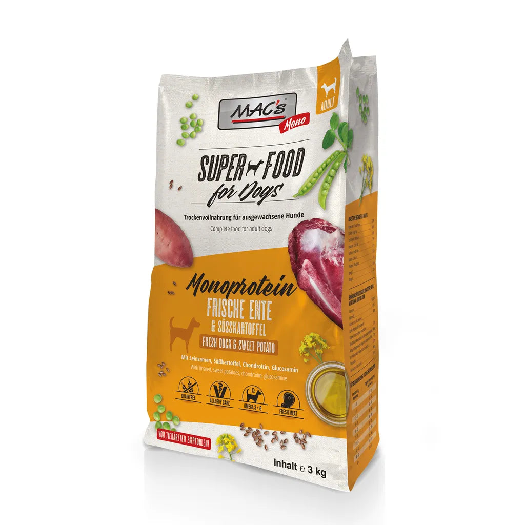  MAC's Dog Hundefutter Mono Ente Trockenfutter 3kg Getreidefrei Glutenfrei