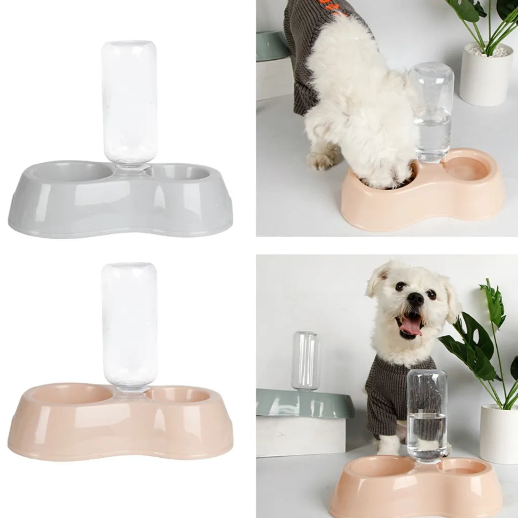  Fütterung Hundenäpfe Katzennapf Futterspender Wasserspender Futternapf Haustiere Hund Katze Futterstation Futterautomat Für Trockenfutter (Grau)