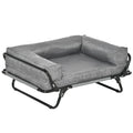  PawHut Hundesofa 2 In 1 Haustiersofa Und Hundeliege Katzensofa Erhöhtes Hundebett Schlafplatz Für Katzen Hunde Abnehmbar Oxfordstoff Grau 80 X 59 X 36 Cm