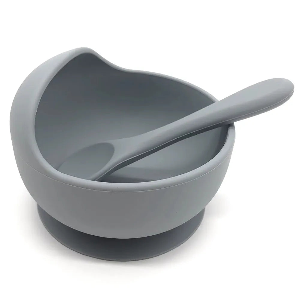  100 % Silikon-Saugnapf Mit Deckel Für Unabhängiges Füttern | Babynahrungsbehälter Und Aufbewahrung | Erste Stufe Selbstfütternd Unverzichtbar Für Kleinkinder Und Kinder | Baby-Entwöhnungs-Snack-Futterspender,Grey