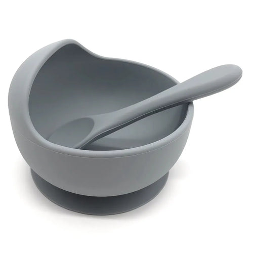  100 % Silikon-Saugnapf Mit Deckel Für Unabhängiges Füttern | Babynahrungsbehälter Und Aufbewahrung | Erste Stufe Selbstfütternd Unverzichtbar Für Kleinkinder Und Kinder | Baby-Entwöhnungs-Snack-Futterspender,Grey