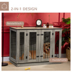  Pawhut Hundekäfig Schrank Haustierkäfig Mit Herausnehmbarem Trennwand Tierkäfig Hundehütte Mit Tischoberfläche Hundebox Innen Spanplatte Dunkelwalnuss+Eiche 120 X 60 X 88,5 Cm
