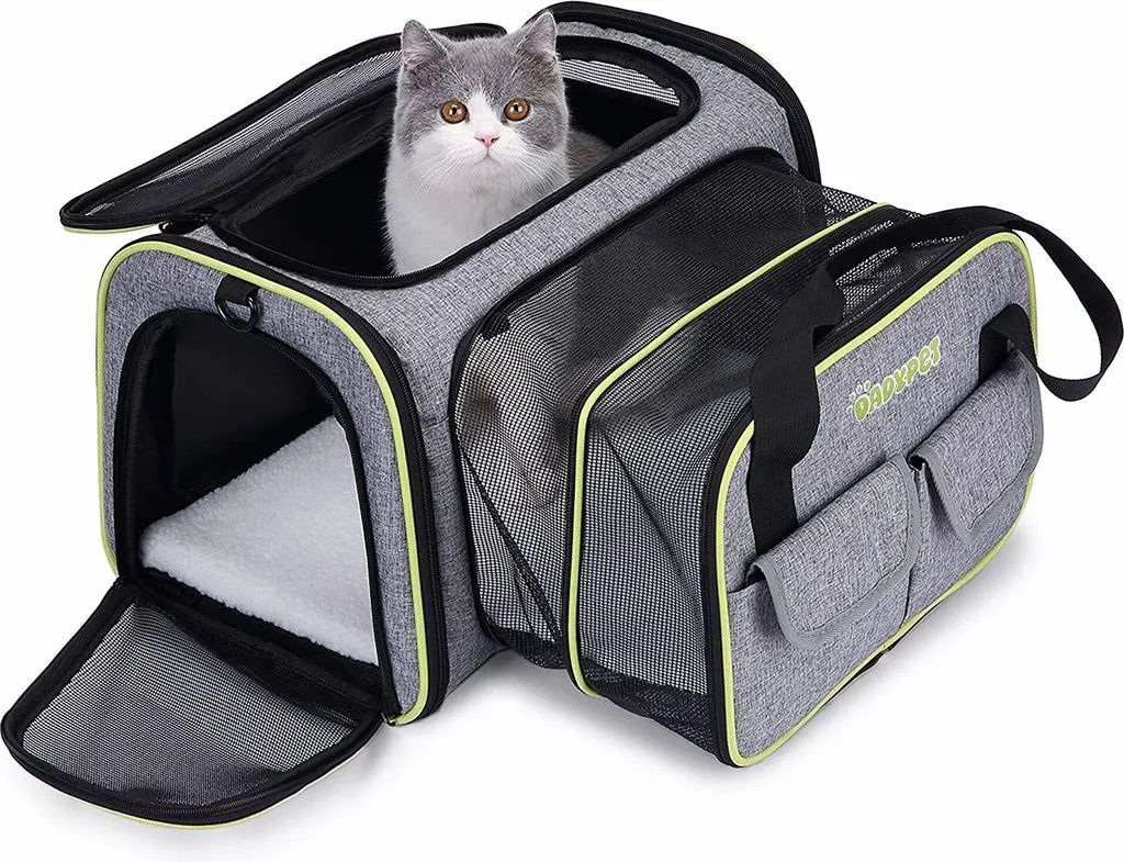  Transporttasche Katze Und Kleine Hunde Im Auto, Katzentransportbox Katzen Transporttasche & Hundebox Für Den Transport Von Hund & Katze Im Auto Oder In Der Bahn 44.5 * 33 * 28cm (Grau)