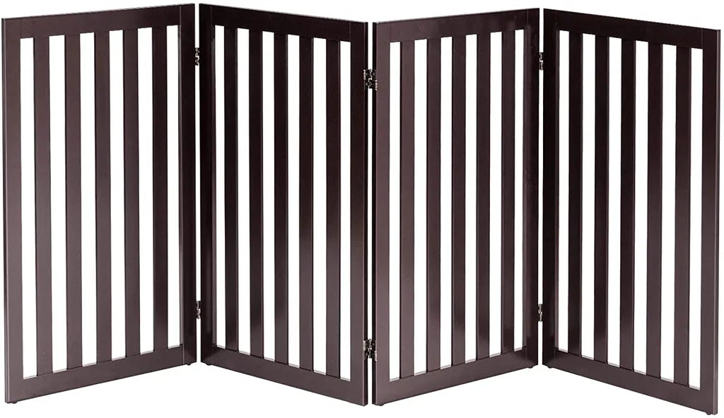  COSTWAY Absperrgitter Hunde 89cm Hoch, 4 Paneelen Schutzgitter Holz Klappbar, Treppengitter Hundeabsperrgitter Flexibel Türschutzgitter (Braun)