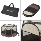  Hundelaufstall Telford 58 X 91 X 91 Cm Tierlaufstall Für Innen- Und Außenbereich Welpenlaufstall Hundehütte Braun / Cremefarben