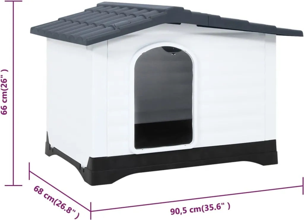  VidaXL Hundehütte Grau 90,5x68x66 Cm Polypropylen