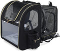  Pecute Hundetransportboxen Haustier Rucksack Hunderucksack Bis 5kg,mit Transparentes Fenster Schwarz,Erweiterbar Faltbar, Für Hunde Katzen Haustiere(34 * 27 * 42cm)