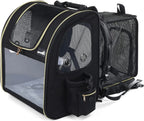  Pecute Hundetransportboxen Haustier Rucksack Hunderucksack Bis 5kg,mit Transparentes Fenster Schwarz,Erweiterbar Faltbar, Für Hunde Katzen Haustiere(34 * 27 * 42cm)