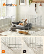  FEANDREA Welpenauslauf, Freilaufgehege Kaninchen, Faltbar, Für Hund, Silbern PPK001W01
