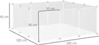  PawHut Freilaufgehege Laufgitter DIY Freigehege Gittergehege Absperrgitter Kleine Haustiere Laufstall Für Innen 12 Platten Weiß Metall PP-Harz 105 X 105 X 45 Cm