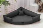  Tierlando TRIVIA | Komfort Eckhundebett Robustes Polyester Hundebett Hundesofa - A) Größe: TR5-120cm | B) Farbe: 02/Graphit