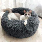  Hundebett Tierbtt Katzenbett Hundesofa Katzensofa Kissen Flauschig, Weich U. Waschbar Für Katzen Hunde, Dunkelgrau,Durchmesser 60cm