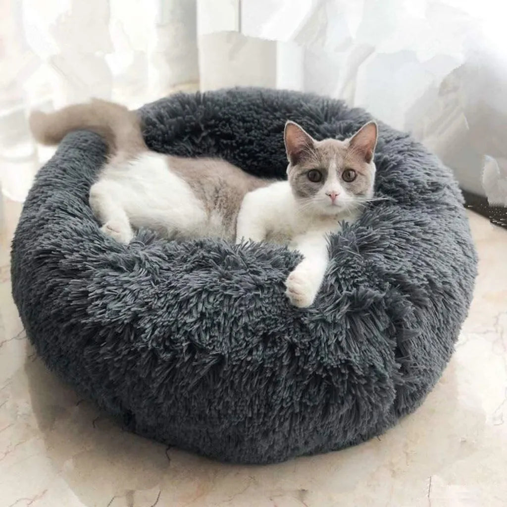  Hundebett Tierbtt Katzenbett Hundesofa Katzensofa Kissen Flauschig, Weich U. Waschbar Für Katzen Hunde, Dunkelgrau,Durchmesser 60cm