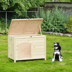  PawHut Hundehütte Hundehaus Faltbar Haustierhaus Katzenhaus Massivholz Natur 78 X 51 X 62 Cm