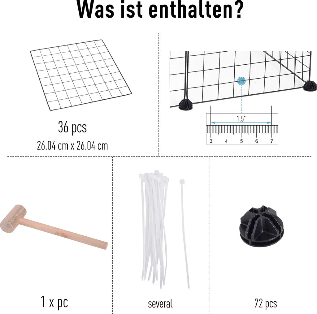  PawHut Freigehege Laufgitter DIY Welpenlaufstall Gittergehege Für Kleintier Aus Metallgitter Absperrgitter Kleine Haustiere Laufstall Für Innen 36 Platten Schwarz 146 X 73 X 73 Cm
