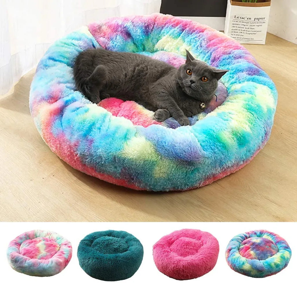  Hundebett Tierbtt Katzenbett Hundesofa Katzensofa Kissen Flauschig, Weich U. Waschbar Für Katzen Hunde 60CM-Cyan