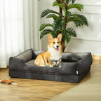  PawHut Hundebett Hundematte Haustierbett Hundematratze Bezug Abnehmbar Waschbar Hundebett Tierbett Hundesofa Haustierbett Für Hunde Katzen Memory-Schaum Grau 110 X 85 X 28 Cm