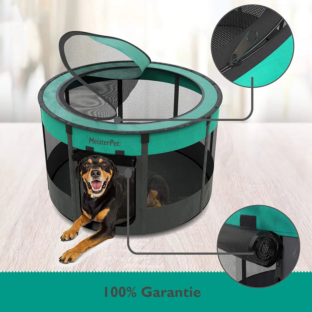  Meisterpet® Welpenauslauf Faltbar Welpenlaufstall Tierlaufstall Für Hunde Hasen Katzen Für Innern Oder Außen - Mehrfache Farben Mit Gratis Faltbare Reisenapf! Größe:Ø X H - 115*58