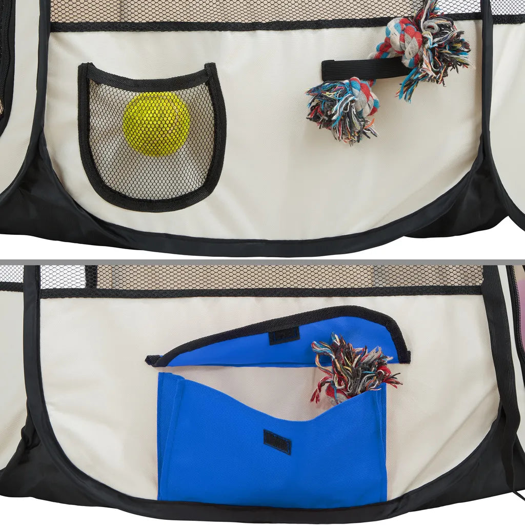  Tectake Tierlaufstall Aus Polyester Inkl. Tragetasche - Blau