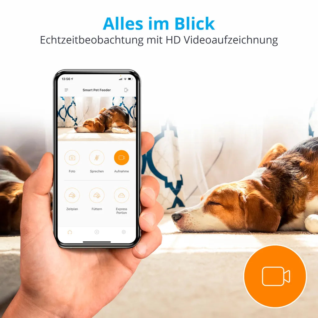  MEDION Smarter Futterautomat (Futterspender Für Hunde Und Katzen, Trockenfutter, Fütterungszeiten, Portionenanzahl, Steuerung Per App, HD-Video Kamera, MD60228)