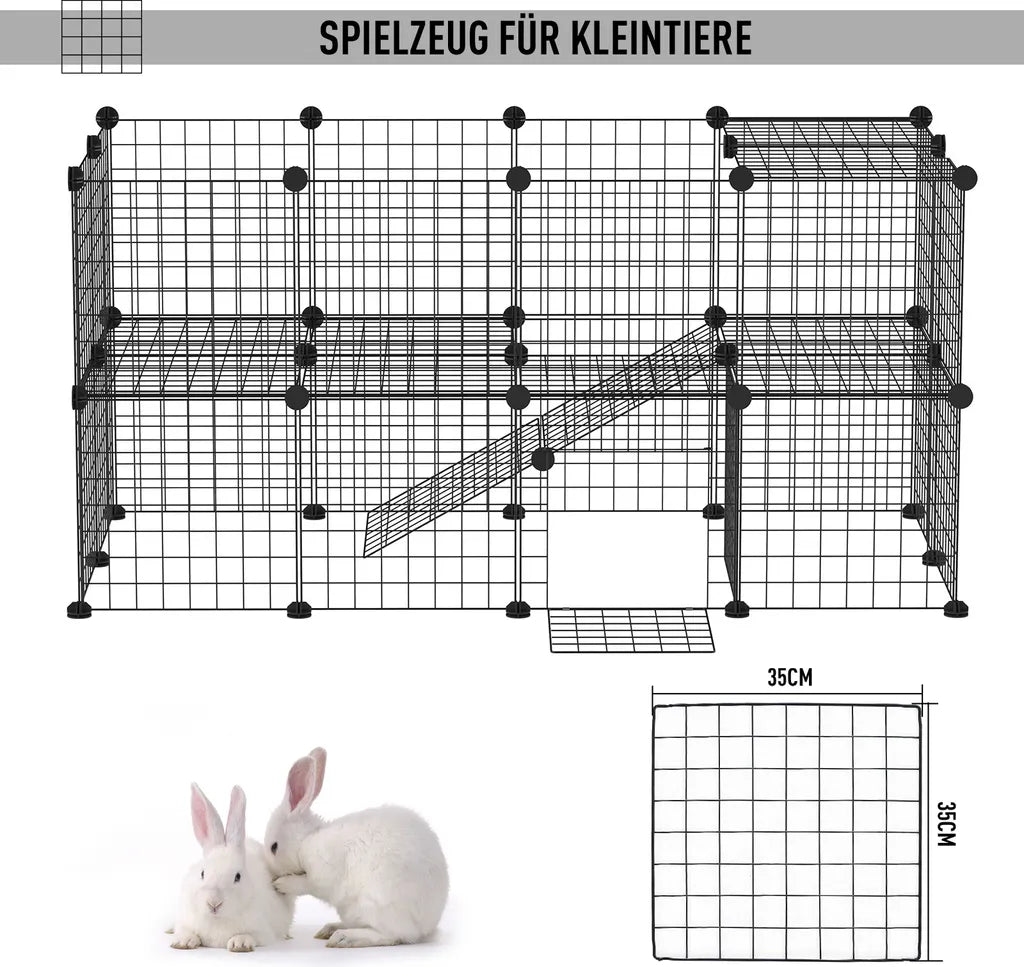  PawHut Freigehege Laufgitter DIY Welpenlaufstall Gittergehege Für Kleintier Aus Metallgitter Absperrgitter Kleine Haustiere Laufstall Für Innen 36 Platten Schwarz 146 X 73 X 73 Cm