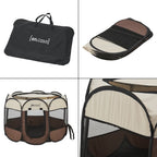  Hundelaufstall Telford 43 X 74 X 74 Cm Pop Up Tierlaufstall Für Innen- Und Außenbereich Welpenlaufstall Hundehütte Braun / Cremefarben
