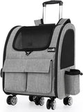  Pecute Pet Stroller 2 In 1 Hunde-Transportboxen,Hunderucksack Mit Trolley Abnehmbarer Faltbarer Hundetrolley Mit Fensterbis 15 Kg,Grau