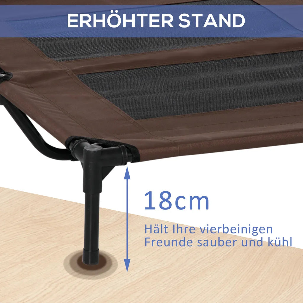  PawHut Hundebett Hundeliege Outdoor Katzenbett Haustierbett Schlafplatz Stahl 600D Oxford-Gewebe Braun 92 X 76 X 18 Cm