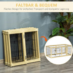  Pawhut Freigehege 6 Stücke Schutzgitter DIY-Laufstall Welpenauslauf Freilaufgehege Mit Tür Für Kleine Hunde Klappbar Naturholz 420 X 62 Cm