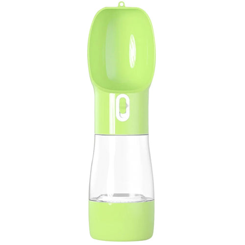  2 In1 258ml Haustier Trinkflasche Hund Katze Wasserflasche Für Unterwegs Mit Futterbehälter Und Wassernapf Tragbare Reisenapf (Grün)