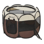  Hundelaufstall Telford 58 X 91 X 91 Cm Tierlaufstall Für Innen- Und Außenbereich Welpenlaufstall Hundehütte Braun / Cremefarben