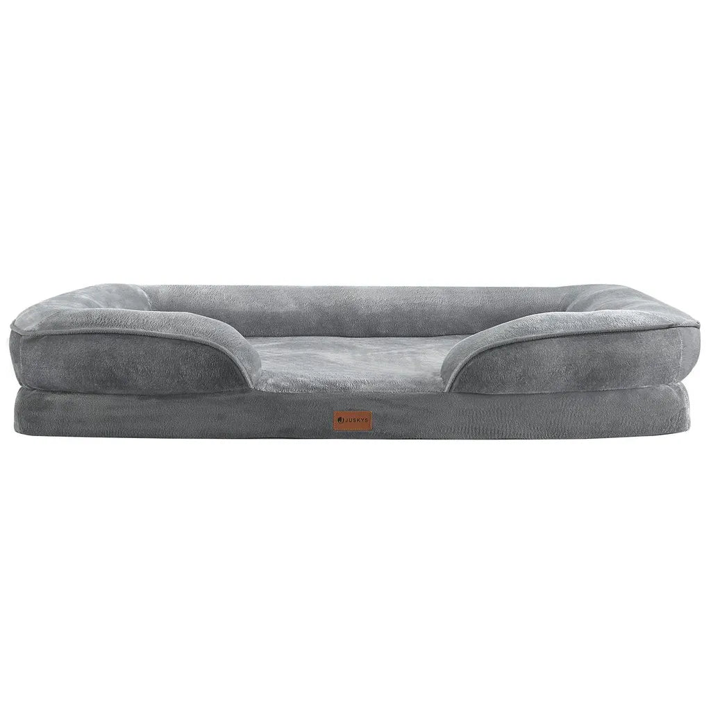  Juskys Hundebett Sheena XL Orthopädisch, Waschbar & Rutschfest – 105 X 82 X 17 Cm– Hundesofa Flauschig Große Hunde Grau – Haustierbett Hundesofa