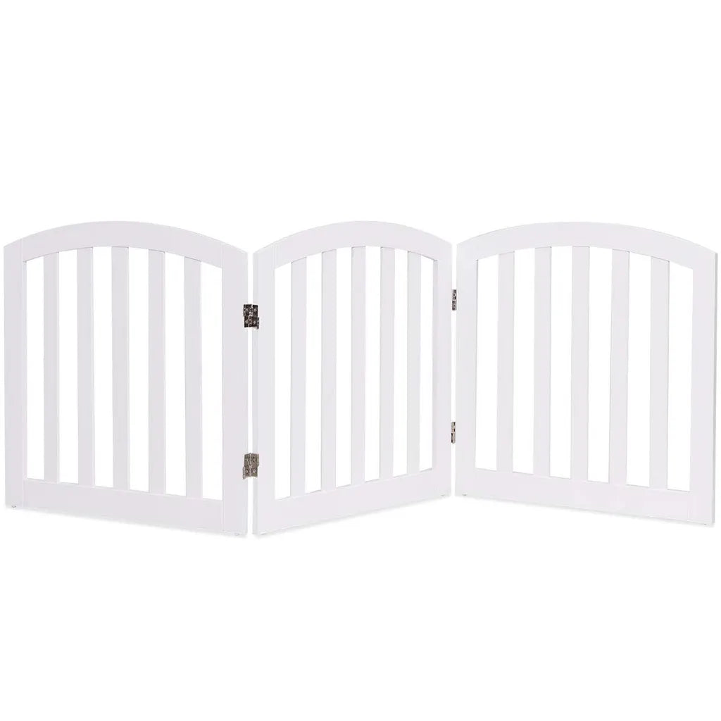  COSTWAY 3-teiliges Absperrgitter Hunde, Schutzgitter Holz, Klappbar, Treppengitter Hundeabsperrgitter Tuerschutzgitter, Weiss