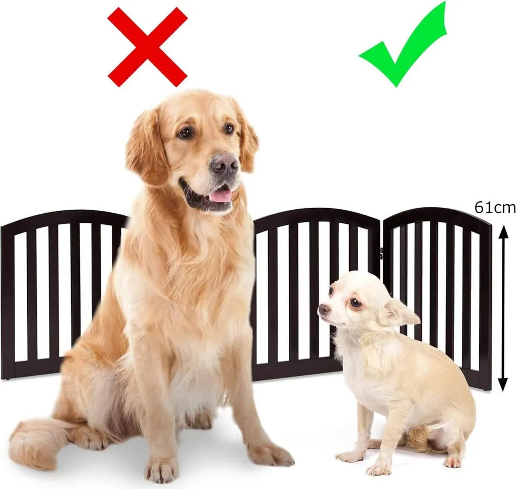  COSTWAY 4-teiliges Absperrgitter Hunde, Schutzgitter Holz Klappbar, Treppengitter Hundeabsperrgitter Türschutzgitter
