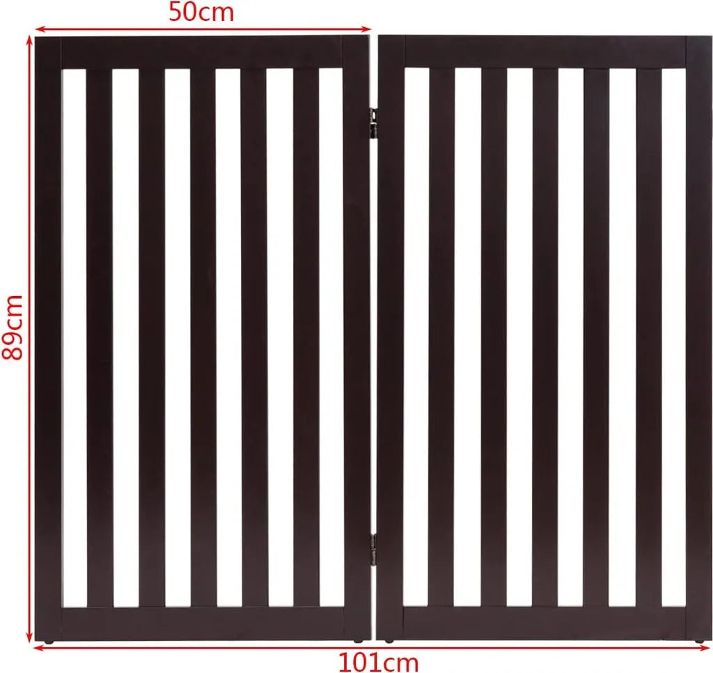  COSTWAY Absperrgitter Hunde 89cm Hoch, Schutzgitter Holz Klappbar, Treppengitter Hundeabsperrgitter Flexibel Türschutzgitter (Braun-Verlängerung)