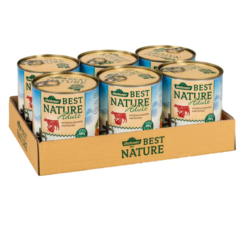  Dehner Best Nature Hundefutter Adult, Rind Und Pute Mit Karotten, 6 X 800 G (4.8 Kg)
